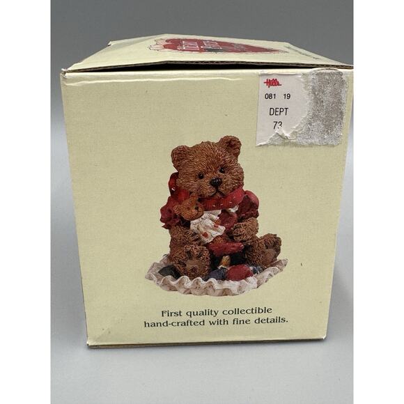 Heart Patch Place Christmas Bear Figurine Holding Teddy Doll First Edition 1996 - Picture 12 of 12
